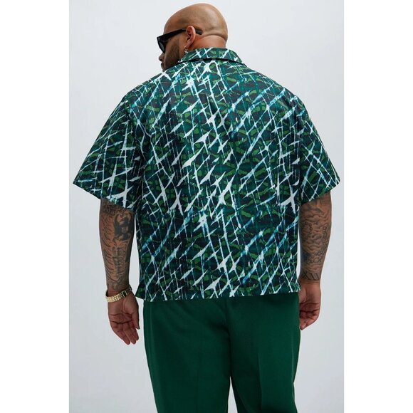 Savannah Button Up Short Sleeve Shirt Green Men's - Picture 5 of 5